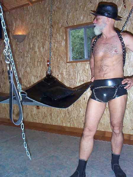 Leather Sling and Chain Basket
