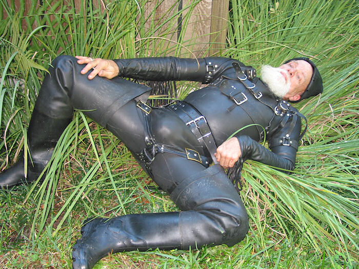 Ahh!  Nothing quite like a harnessed, spread-crotched relaxing moment in the grass!