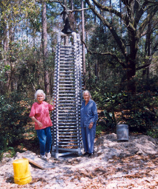 Dot and friend help seat Memorial Tower